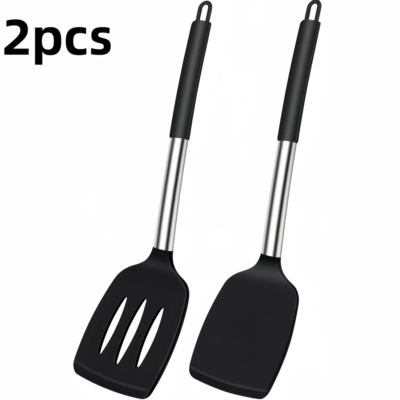 Heat-Resistant Black Silicone Spatulas - Image 2
